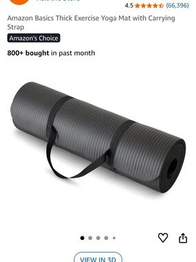 Amazon Basics Black Thick Exercise Yoga Mat with Carrying Strap